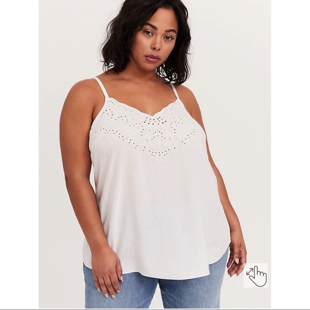 Torrid White Challis Eyelet Swing Cami 2x